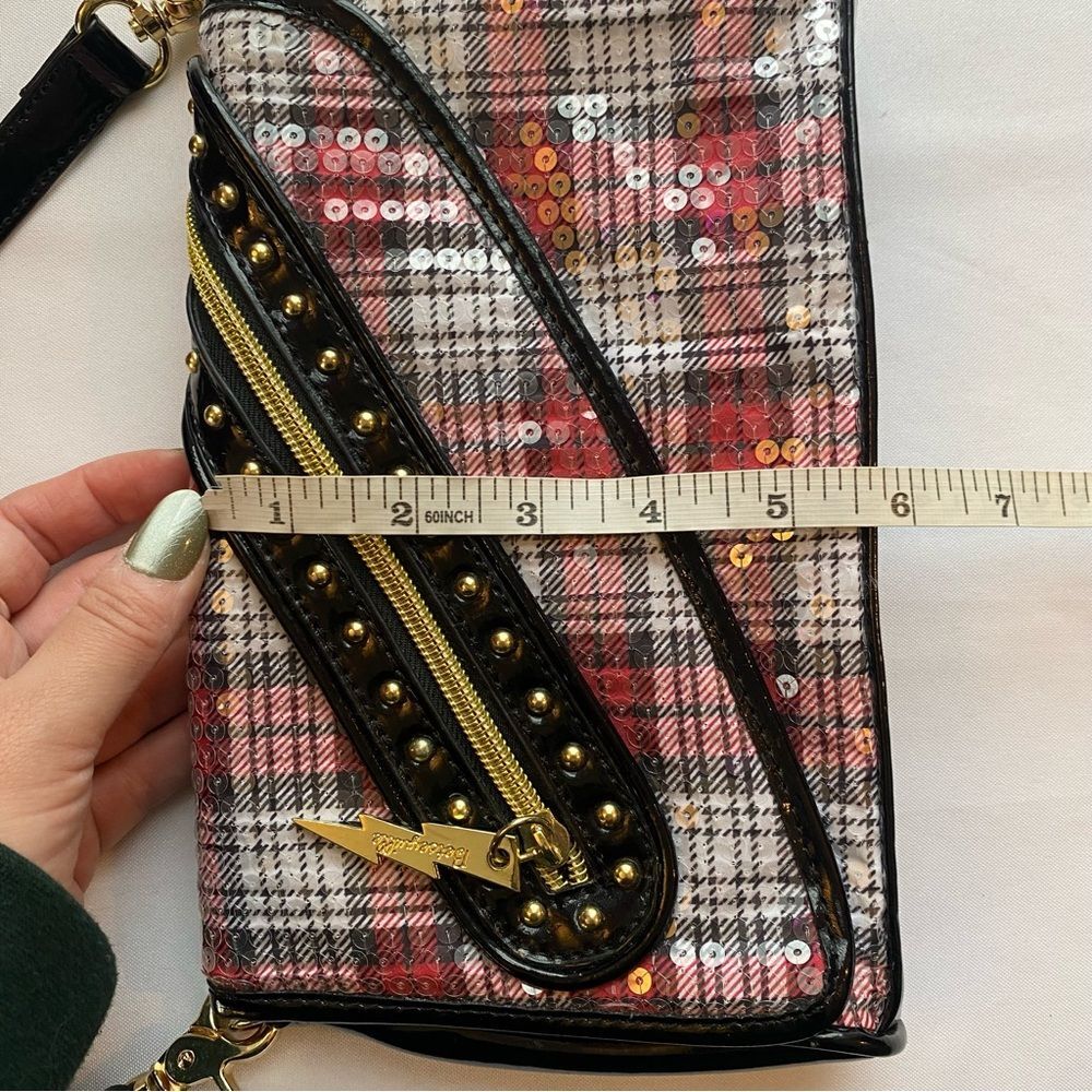Y2K Betsey Johnson x Betseyville Black/ Red Plaid Tartan Sequined Clutch Purse - Picture 13 of 14